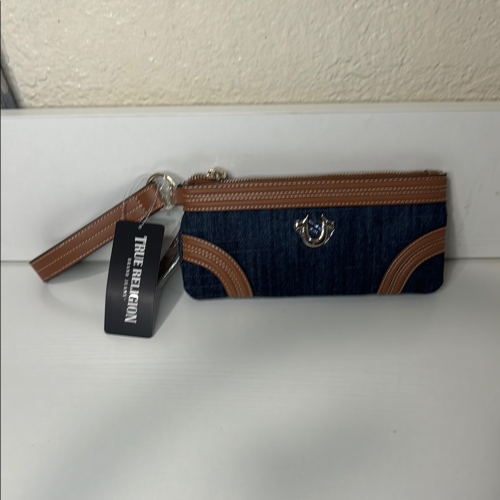 True Religion Denim and Brown Wristlet
